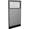 Interion® Office Partition Panel with Partial Window & Raceway, 36-1/4"W x 64"H, Gray