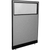 Interion® Office Partition Panel with Partial Window & Raceway, 48-1/4"W x 64"H, Gray