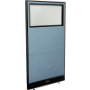 Interion® Electric Office Partition Panel with Partial Window, 36-1/4"W x 64"H, Blue