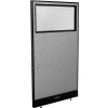 Interion® Electric Office Partition Panel with Partial Window, 36-1/4"W x 64"H, Gray