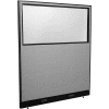 Interion® Electric Office Partition Panel with Partial Window, 60-1/4"W x 64"H, Gray