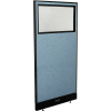 Interion® Electric Office Partition Panel with Partial Window, 36-1/4"W x 76"H, Blue
