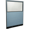Interion® Electric Office Partition Panel with Partial Window, 60-1/4"W x 76"H, Blue