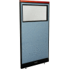 Interion® Deluxe Electric Office Partition Panel with Partial Window, 36-1/4"W x 65-1/2"H, Blue