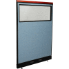 Interion® Deluxe Electric Office Partition Panel with Partial Window, 48-1/4"W x 65-1/2"H, Blue