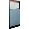 Interion® Deluxe Electric Office Partition Panel with Partial Window, 36-1/4"W x 77-1/2"H, Blue