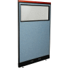 Interion® Deluxe Electric Office Partition Panel with Partial Window, 48-1/4"W x 77-1/2"H, Blue