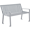 Global Industrial™ 4 ft. Outdoor Park Bench with Back - Steel Slat - Gray