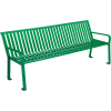 Global Industrial 8' Outdoor Vertical Steel Slat Park Bench w/ Back, Green