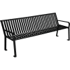 Global Industrial 6' Outdoor Vertical Steel Slat Park Bench w/ Back, Black