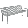 Global Industrial™ 8 ft. Outdoor Park Bench with Back - Steel Slat - Gray