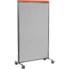 Interion® Mobile Deluxe Office Partition Panel, 36-1/4"W x 64-1/2"H, Gray