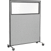 Interion® Mobile Office Partition Panel with Partial Window, 48-1/4"W x 63"H, Gray