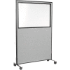 Interion® Mobile Office Partition Panel with Partial Window, 48-1/4"W x 75"H, Gray