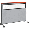 Interion® Mobile Deluxe Office Partition Panel with Partial Window, 60-1/4"W x 46-1/2"H, Gray