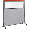 Interion® Mobile Deluxe Office Partition Panel with Partial Window, 60-1/4"W x 64-1/2"H, Gray