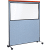 Interion® Mobile Deluxe Office Partition Panel with Partial Window, 60-1/4"W x 76-1/2"H, Blue