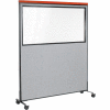 Interion® Mobile Deluxe Office Partition Panel with Partial Window, 60-1/4"W x 76-1/2"H, Gray