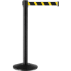 Global Industrial™ Retractable Belt Barrier, 39" Black Post, 7-1/2' Black/Yellow Belt - Pkg Qty 2