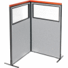 Interion® Deluxe Freestanding 2-Panel Corner Divider w/Partial Window 36-1/4"W x 61-1/2"H Gray