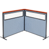 Interion® Deluxe Freestanding 2-Panel Corner Divider w/Partial Window 48-1/4"W x 43-1/2"H Blue