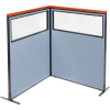 Interion® Deluxe Freestanding 2-Panel Corner Divider w/Partial Window 48-1/4"W x 61-1/2"H Blue