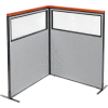 Interion® Deluxe Freestanding 2-Panel Corner Divider w/Partial Window 48-1/4"W x 61-1/2"H Gray
