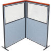 Interion® Deluxe Freestanding 2-Panel Corner Divider w/Partial Window 48-1/4"W x 73-1/2"H Blue