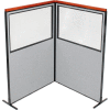 Interion® Deluxe Freestanding 2-Panel Corner Divider w/Partial Window 48-1/4"W x 73-1/2"H Gray