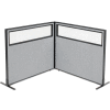Interion® Freestanding 2-Panel Corner Room Divider w/Partial Window 48-1/4"W x 42"H Panels Gray