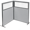 Interion® Freestanding 2-Panel Corner Room Divider w/Partial Window 48-1/4"W x 60"H Panels Gray