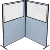 Interion® Freestanding 2-Panel Corner Room Divider w/Partial Window 48-1/4"W x 72"H Panels Blue