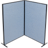 Interion® Freestanding 2-Panel Corner Room Divider, 48-1/4"W x 72"H Panels, Blue