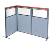 Interion® Deluxe Freestanding 3-Panel Corner Divider w/Partial Window 36-1/4"W x 61-1/2"H Blue