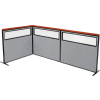 Interion® Deluxe Freestanding 3-Panel Corner Divider w/Partial Window 48-1/4"W x 43-1/2"H Gray