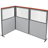 Interion® Deluxe Freestanding 3-Panel Corner Divider w/Partial Window 48-1/4"W x 73-1/2"H Gray
