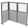 Interion® Freestanding 3-Panel Corner Room Divider w/Partial Window 36-1/4"W x 72"H Panels Gray