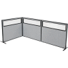 Interion® Freestanding 3-Panel Corner Room Divider w/Partial Window 48-1/4"W x 42"H Panels Gray