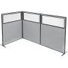 Interion® Freestanding 3-Panel Corner Room Divider w/Partial Window 48-1/4"W x 60"H Panels Gray