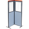 Interion® Deluxe Freestanding 2-Panel Corner Divider w/Partial Window 24-1/4"W x 73-1/2"H Blue