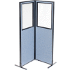 Interion® Freestanding 2-Panel Corner Room Divider w/Partial Window 24-1/4"W x 72"H Panels Blue