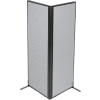 Interion® Freestanding 2-Panel Corner Room Divider, 24-1/4"W x 72"H Panels, Gray
