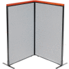 Interion® Deluxe Freestanding 2-Panel Corner Room Divider, 36-1/4"W x 61-1/2"H Panels, Gray