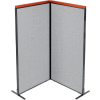 Interion® Deluxe Freestanding 2-Panel Corner Room Divider, 36-1/4"W x 73-1/2"H Panels, Gray