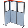 Interion® Deluxe Freestanding 3-Panel Corner Divider w/Partial Window 24-1/4"W x 73-1/2"H Blue