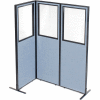 Interion® Freestanding 3-Panel Corner Room Divider w/Partial Window 24-1/4"W x 72"H Panels Blue