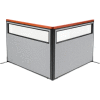 Interion® Deluxe Freestanding 2-Panel Corner Divider w/Partial Window 60-1/4"W x 43-1/2"H Gray