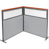 Interion® Deluxe Freestanding 2-Panel Corner Divider w/Partial Window 60-1/4"W x 61-1/2"H Gray