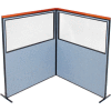 Interion® Deluxe Freestanding 2-Panel Corner Divider w/Partial Window 60-1/4"W x 73-1/2"H Blue