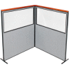 Interion® Deluxe Freestanding 2-Panel Corner Divider w/Partial Window 60-1/4"W x 73-1/2"H Gray